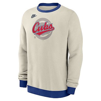 Men's Nike Cream Chicago Cubs Cooperstown Collection Fleece Pullover Sweatshirt
