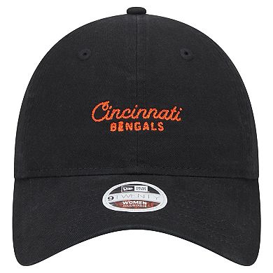 Women's New Era Black Cincinnati Bengals Throwback Delicate 9TWENTY Adjustable Hat