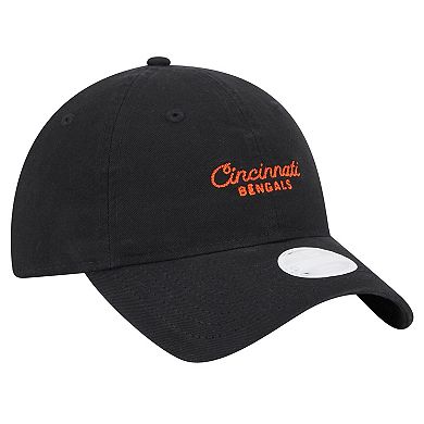 Women's New Era Black Cincinnati Bengals Throwback Delicate 9TWENTY Adjustable Hat