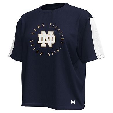 Women's Under Armour Navy Notre Dame Fighting Irish Challenger Waist Length Boxy Oversized T-Shirt