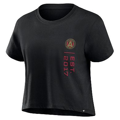 Women's Fanatics Branded Black Atlanta United FC Chip Pass Fashion Cropped T-Shirt