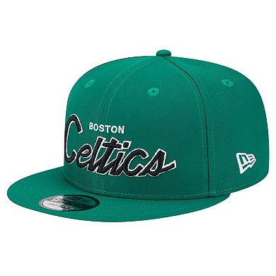 Men's New Era Kelly Green Boston Celtics Evergreen Script Side Patch 9FIFTY Snapback Hat