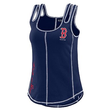 Women's WEAR by Erin Andrews Navy Boston Red Sox Contrast Stitch Tank Top