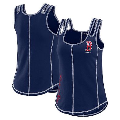 Women's WEAR by Erin Andrews Navy Boston Red Sox Contrast Stitch Tank Top