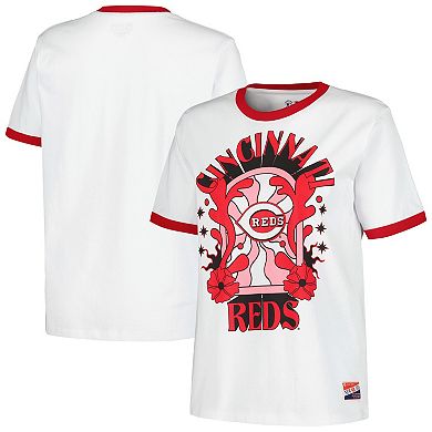 Women's New Era White Cincinnati Reds Oversized Ringer T-Shirt