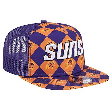 Men's New Era Purple Phoenix Suns Seeing Diamonds A-Frame Trucker 9FIFTY Snapback Hat