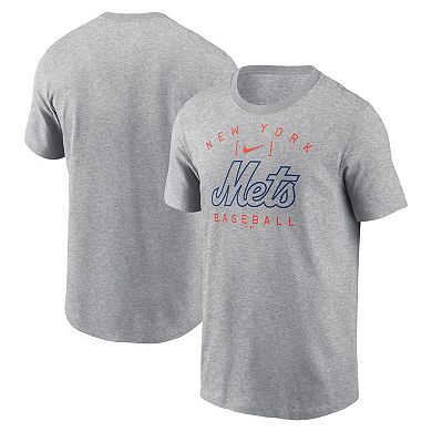 Men's Nike Heather Gray New York Mets Home Team Athletic Arch T-Shirt