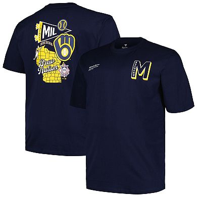 Men's Profile Navy Milwaukee Brewers Big & Tall Split Zone T-Shirt