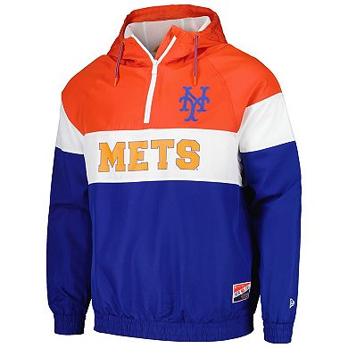 Men's New Era Orange New York Mets Ripstop Raglan Quarter-Zip Hoodie Windbreaker Jacket