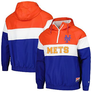 Men's New Era Orange New York Mets Ripstop Raglan Quarter-Zip Hoodie Windbreaker Jacket