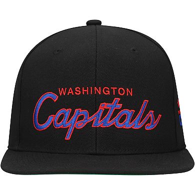 Men's Mitchell & Ness Black Washington Capitals Core Team Script 2.0 Snapback Hat