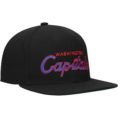 Men's Mitchell & Ness Black Washington Capitals Core Team Script 2.0 Snapback Hat