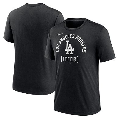 Men's Nike Heather Black Los Angeles Dodgers Swing Big Tri-Blend T-Shirt