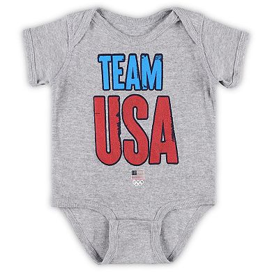Newborn & Infant Team USA Heather Gray Size Up Bodysuit