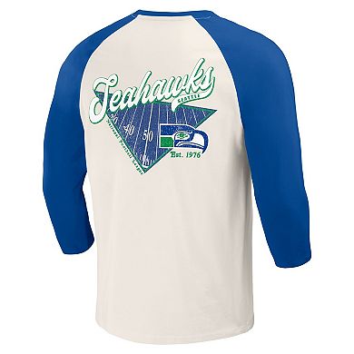 Men's Darius Rucker Collection by Fanatics Royal/White Seattle Seahawks Raglan 3/4 Sleeve T-Shirt