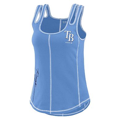 Women's WEAR by Erin Andrews Light Blue Tampa Bay Rays Contrast Stitch Tank Top