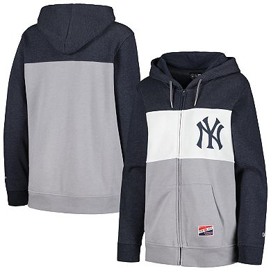 Women's New Era Navy New York Yankees Color Block Full-Zip Hoodie Jacket