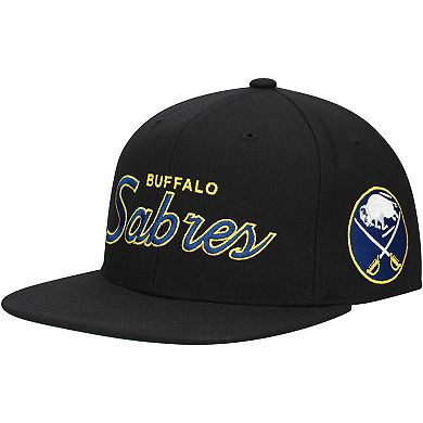 Men's Mitchell & Ness Black Buffalo Sabres Core Team Script 2.0 Snapback Hat