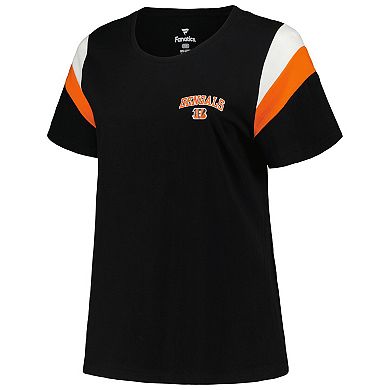 Women's Fanatics Branded Joe Burrow Black Cincinnati Bengals Plus Size Sleeve Stripe Name & Number T-Shirt