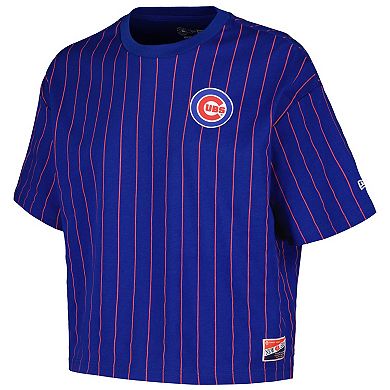 Women's New Era Royal Chicago Cubs Boxy Pinstripe T-Shirt