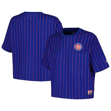 Women's New Era Royal Chicago Cubs Boxy Pinstripe T-Shirt