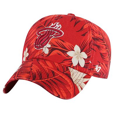 Men's '47 Red Miami Heat Tropicalia Floral Clean Up Adjustable Hat