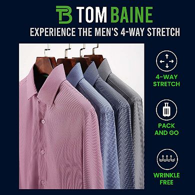 Tom Baine Slim Fit Performance Long Sleeve Mini Plaid Button Down