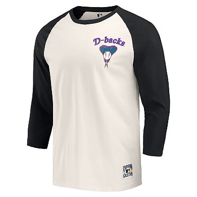 Men's Darius Rucker Collection by Fanatics Black/White Arizona Diamondbacks Cooperstown Collection Raglan 3/4-Sleeve T-Shirt