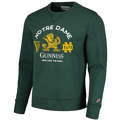 Men's League Collegiate Wear Green Notre Dame Fighting Irish x Guinness Here Come the Irish Stadium Fleece Crewneck Pullover Sweatshirt