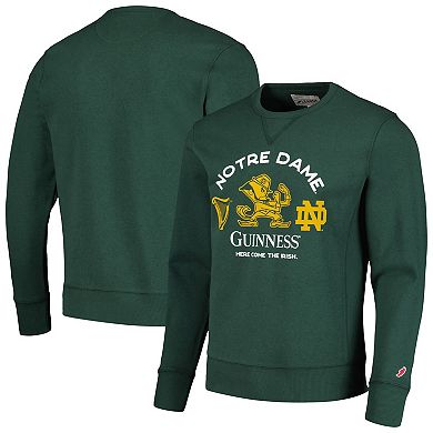 Men's League Collegiate Wear Green Notre Dame Fighting Irish x Guinness Here Come the Irish Stadium Fleece Crewneck Pullover Sweatshirt