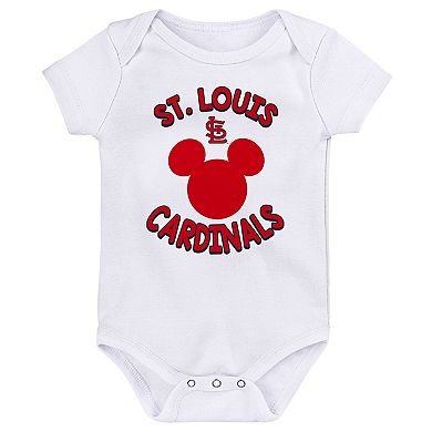 Newborn & Infant Mickey Mouse St. Louis Cardinals Three-Pack Winning Team Bodysuit Set