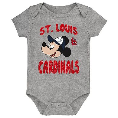 Newborn & Infant Mickey Mouse St. Louis Cardinals Three-Pack Winning Team Bodysuit Set
