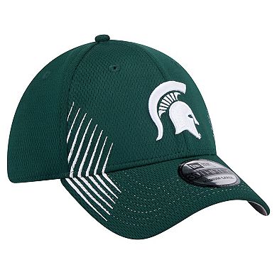 Men's New Era Green Michigan State Spartans Active Slash Sides 39THIRTY Flex Hat