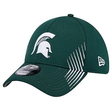 Men's New Era Green Michigan State Spartans Active Slash Sides 39THIRTY Flex Hat