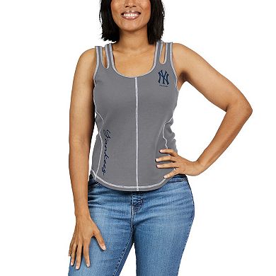 Women's WEAR by Erin Andrews Gray New York Yankees Contrast Stitch Tank Top
