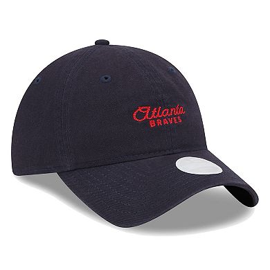 Women's New Era Navy Atlanta Braves Script 9TWENTY Adjustable Hat