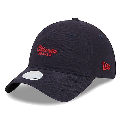 Women's New Era Navy Atlanta Braves Script 9TWENTY Adjustable Hat