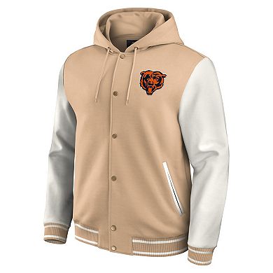 Men's Darius Rucker Collection by Fanatics Tan Chicago Bears Baseball Full-Snap Tri-Blend Hoodie Jacket