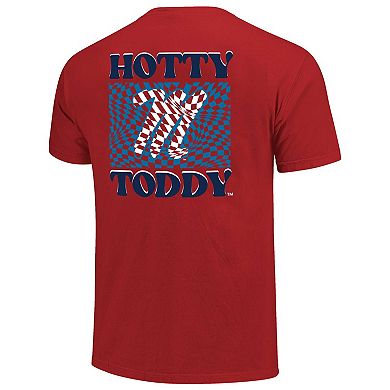 Women's Red Ole Miss Rebels Comfort Colors Checkered Mascot T-Shirt