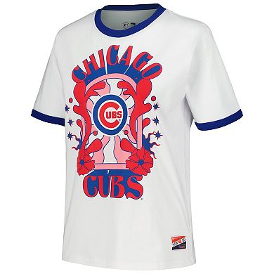 Women's New Era White Chicago Cubs Oversized Ringer T-Shirt