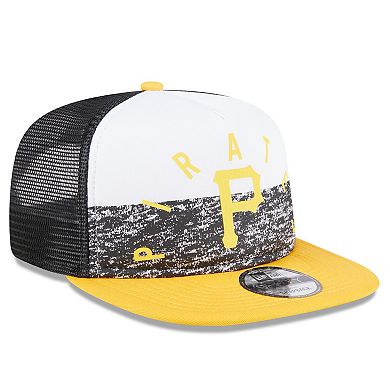 Men's New Era White/Gold Pittsburgh Pirates Team Foam Front A-Frame Trucker 9FIFTY Snapback Hat