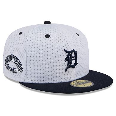 Men's New Era White Detroit Tigers Throwback Mesh 59FIFTY Fitted Hat