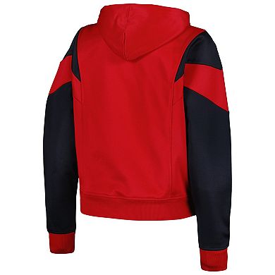 Women's New Era Red St. Louis Cardinals Color Block Fleece Quarter-Zip Hoodie
