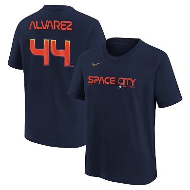 Youth Nike Yordan Alvarez Navy Houston Astros Fuse City Connect Name & Number T-Shirt