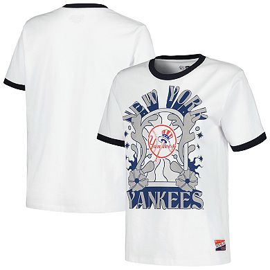 Women's New Era White New York Yankees Oversized Ringer T-Shirt