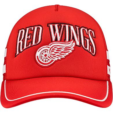 Men's '47 Red Detroit Red Wings Sideband Stripes Trucker Snapback Hat