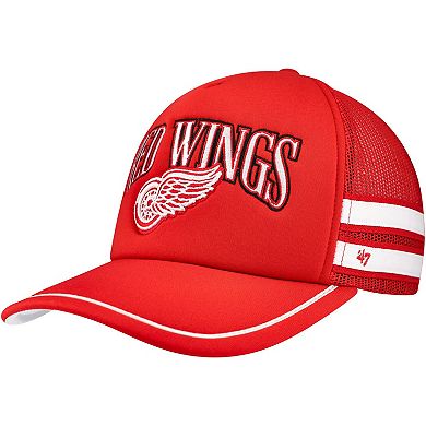 Men's '47 Red Detroit Red Wings Sideband Stripes Trucker Snapback Hat