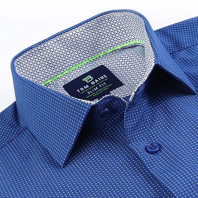 Tom Baine Slim Fit Performance Long Sleeve Geometric Button Down