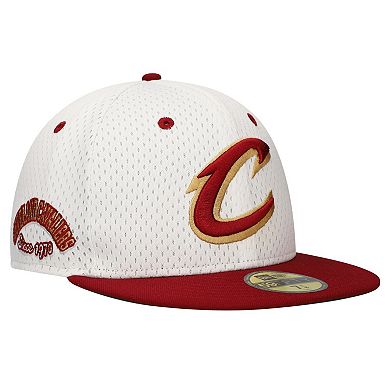 Men's New Era White/Wine Cleveland Cavaliers Throwback 2Tone 59FIFTY Fitted Hat