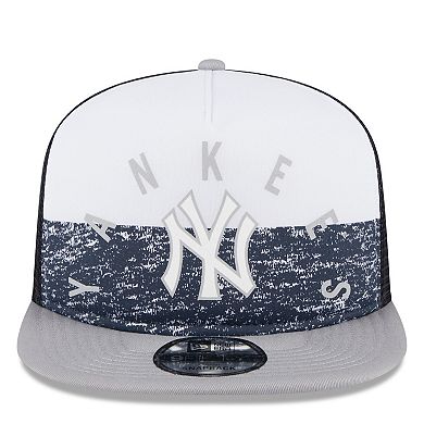 Men's New Era White/Gray New York Yankees Team Foam Front A-Frame Trucker 9FIFTY Snapback Hat